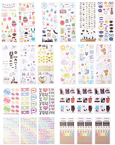 Polaroid Colorful & Decorative Sticker Sets For Instant Photo Paper Pojects (Snap, Zip, Pop, Z2300) - 9 Unique Sets (Wedding, Travel, Party, Abc, ABC, Love, Graduation, Baby, Camera, Logo)