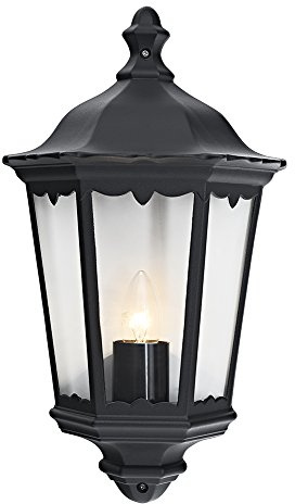Happy Homewares Traditional Black Cast Aluminium Outdoor Lantern Wall Light