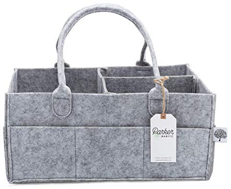 Parker Baby Diaper Caddy - Nursery Storage Bin and Car Organizer for Diapers and Baby Wipes - Large