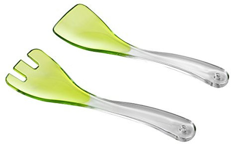 Omada Design Besteck für Salat, sie sind Zweifarbig und aus Acryl (BPA FREE). Länge: 21,5 cm, Made in Italy, Spülmaschinenfest, Linea Diamond, Grüne Farben