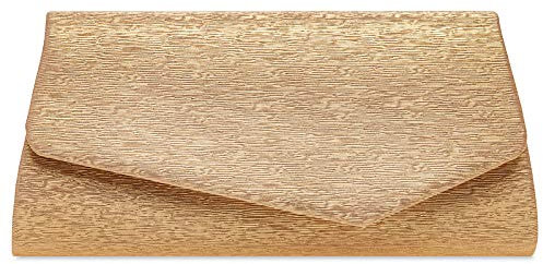 Caspar TA527 Damen elegante Glanz Clutch Tasche Abendtasche, Farbe:roségold, Größe:Einheitsgröße