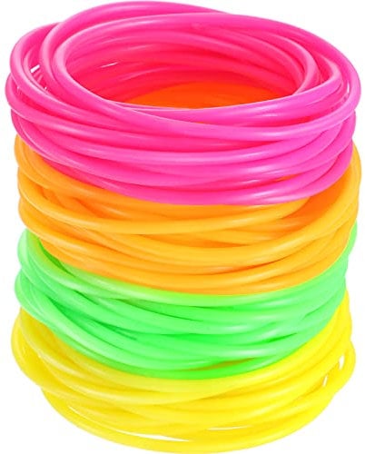 72 Stück Armbänder aus 80er Jahren, Gelée aus Silikon, leuchtende Armbänder, Radiergummi-Streifen für Partytütenfüllung, Kostüm-Zubehör (eine Vielzahl von glänzenden Farben), One Size, Silikon