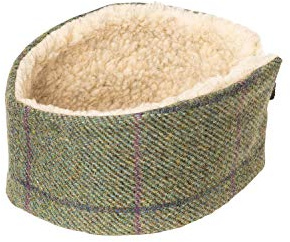 Rydale Ladies Sherpa Lined Tweed Headband British Made Ear Cosy Fleece Hat (Green Check)