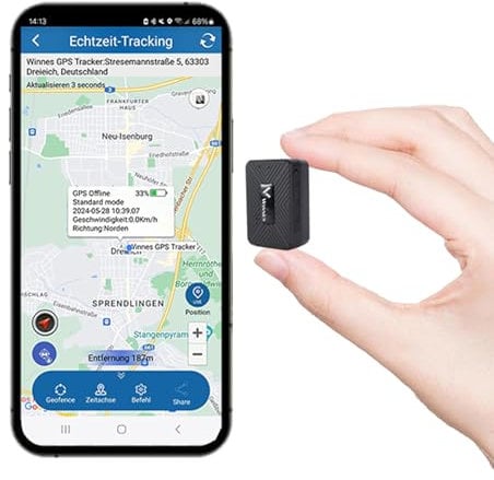 Micro GPS Tracker Magnet Realtime Mini GPS Locator Real Time Satellite Portable Location Tracker 1500mAh Akku,Geo-Fence Alarm Kostenlose App für Kinder Motorrad Auto