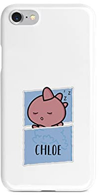 Tirita Personalised Initials Custom Hard Phone Case Compatible with iPhone 7 Plus & 8 Plus Chubby Dinosaur Sleepy Dino