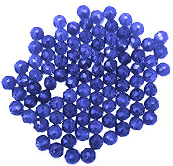Kopper-24 (4 mm/Blau) Glasperlen - Bastelperlen aus Glas facettiert Kristall Diamant Optik Loch Perlen zum Basteln auffädeln Armbänder Traumfänger bunt Set DIY kleine große Kinder Schmuck