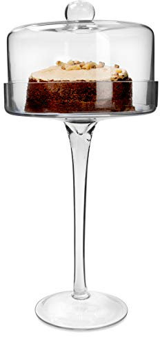 bar@drinkstuff High Glass Cake Stand & Dome - Tall Vintage Inspired Cake Stand with Dome