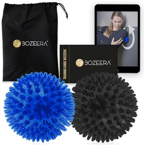 [IGELBÄLLE 2ER SET] Igelball Massageball Set - Massagebälle Set - Stachelball Massage Rücken, Beine, Füß - Igelball Hart Medium Inkl. GRATIS Video, Booklet & Tasche – Premium Massage Bälle