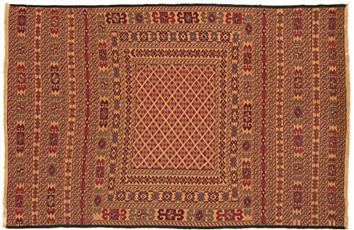 RUG PRINCE Afghan Mushwani Kelim Teppich Handgewebt 130x190 Orange Orientalisch