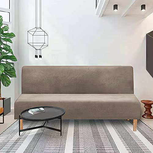 Topchances Samt-Sofabezug ohne Armlehnen, Stretch-Futon-Bezüge, Spandex, armlos, für 2–3-Sitzer, faltbar, Couch, Möbelschutz, Samtstoff für Wohnzimmer, Haustiere, Kinder (B1)