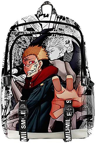 AMOMA Anime Printed Unisex Daypacks Cosplay Sukuna 3D Digitaldruck Leicht Freizeit Mehrzweck Canvas Rucksack(One Size,ComicsRed)