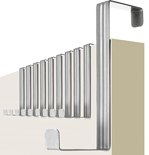 4smile perchero puerta - 10 piezas ganchos de acero inoxidable con almohadillas de fieltro – colgador práctico para distintos espacios – percha puerta