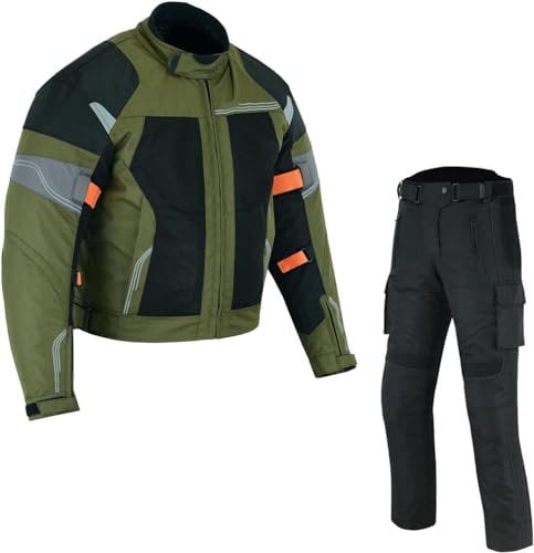 BOSmoto Textilkombi hochwertige Motorradkombi Textil atmungsaktiv wasserdicht (L), Schwarz
