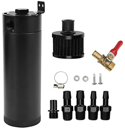Keenso Serbatoio di Raccolta Olio, Serbatoio Universale a 2 Porte Serbatoio di Raccolta Dell'olio Separatore di Olio Kit (Nero)