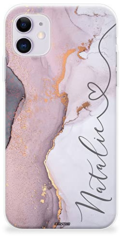 CaseStone Personalised Phone Cases fit Apple iPhone – Custom Design Made in UK Clear Soft Silicone Cover – Great Gifts for Birthday, Christmas (iPhone 11, 07)