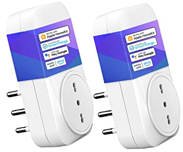 Meross Presa Intelligente Italiana Wi-Fi, Smart Plug 16A (Type L) Compatibile con Apple HomeKit Siri, Alexa, Google Home e SmartThings, 2,4GHz, Nessun Hub Richiesto (2 Pezzi)