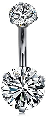 Cizme G23 Titan Bauchnabelpiercing 8mm Stablänge 14G Piercing Bauchnabel Bauchpiercing mit Zirkonia