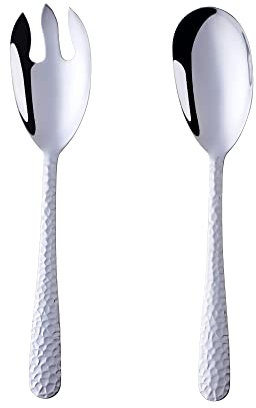 BISDARUN Salatbesteck, 2 Stück Salat Servierset aus Edelstahl, Silber Salatlöffel und Salatgabel-30,8cm