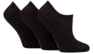 Glenmuir Ladies Bamboo Sports Shoe Liners Pack of 3 Black 4-8