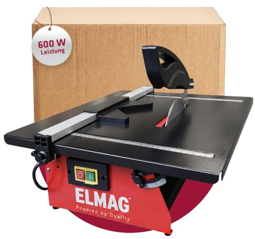 ELMAG Fliesenschneidmaschine KING 180 | Fliesenschneider mit Diamantscheibe Ø180 mm | Schneidemaschine mit 0–45° Gehrung für Fliesen | Nassschnitt | 0,6 kW | Schnitttiefe bis 34 mm