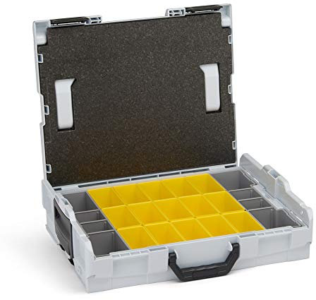 Bosch Sortimo L-Boxx 102 Werkzeugkoffer-Set Grau anpassbar mit Ihrem Logo | bestückt mit L BOXX 102 Einlage Ordnungssystem B3 und Deckelpolster