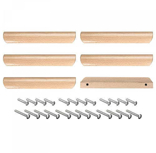 sourcing map Tiradores de madera, 7.1 pulgadas, 6 pomos de madera sin terminar para muebles de cocina, cajones, armarios, armarios con tornillos