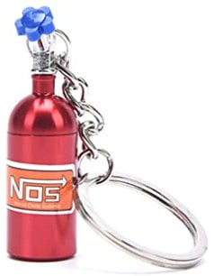 YEHJDSMD Car NOS Nitrogen Bottle Keychain NOS Decorative Gas Bottle Keychain Metal Keychain Key Ring Storage Box Medicine Box Storage Car Accessories Suitable for Key Loss Prevention, Red