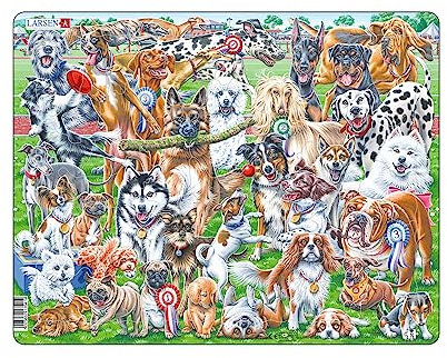 Larsen CZ6 Dogs Jigsaw Puzzle for Kids Ages 3 Plus, Cute and Playful Dogs Puzzle - 32 Pieces | Fun Puzzle for Toddlers Boxless Tray & Frame Included