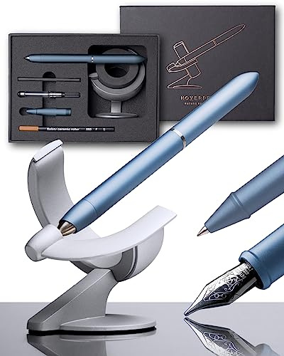Novium Hoverpen Future 2-i-1 magnetisk levitationspenna och rulle, rymdinspirerad design, original kontorstillbehör, lyxig presentidé, Mist Blue
