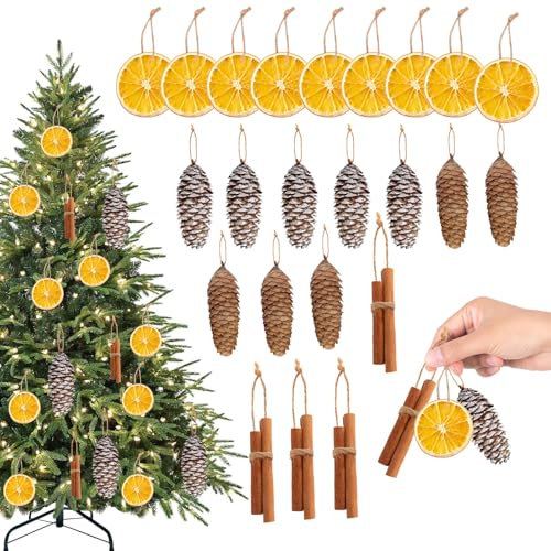 80 Stück Weihnachtskranz-Bastelzubehör, Zimtstangen zum Basteln, getrocknete Orangenscheiben, Tannenzapfen und Jute-Schnur, Kranzzubehör, Blumenbedarf, Basteldekorationen, natürlicher Duftdiffusor