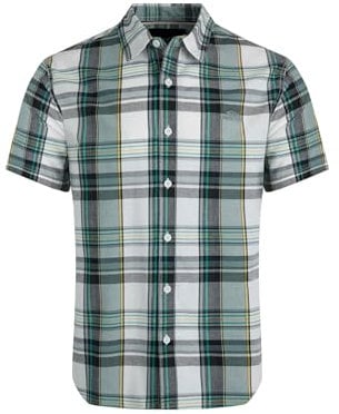 Weird Fish Judd Organic Cotton Short Sleeve Check Shirt Dusty White Size XL