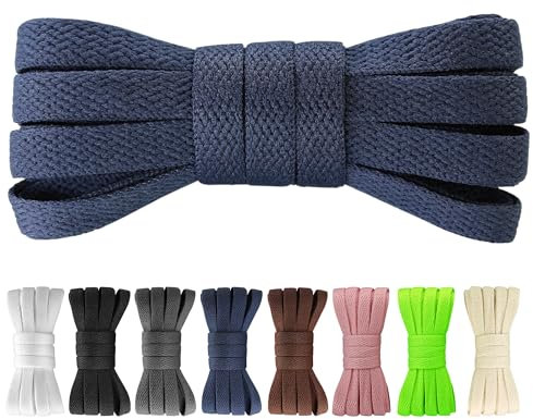 Yusimu Cordones Planos Azul Marino para Zapatillas Deportivas, 8mm de Ancho, Cómodos y Resistentes, Ideal para Correr o Uso Diario, 120 cm - 3 Pares