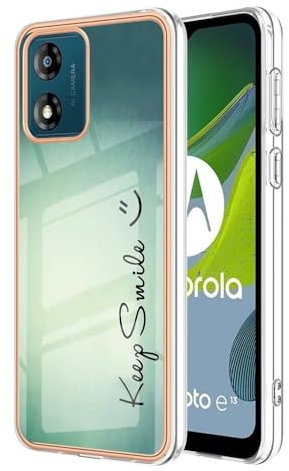 Dfjhure Motorola Moto E13 Case Thin Slim Phone Cover Soft TPU Silicone Shockproof Bumper Protective Rubber Phone Case for Motorola Moto E13- Smile