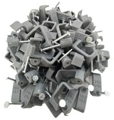 10.0mm 2 Twin & Earth (12x8mm) Grey Cable Clips 100 Pack Nail Clips, Cable Tacks for Electrical Cables
