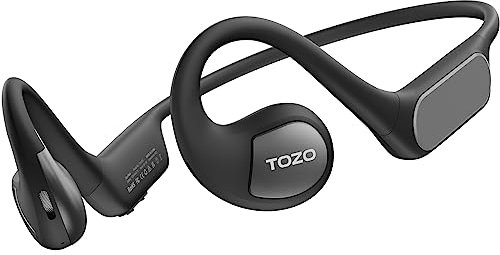 TOZO OpenReal Auriculares Inalámbricos Bluetooth 5.3 con ENC Llamada 16.2mm Controlador ORIGX Acústico EQ Ajuste 16H Reproducción Soporta Carga Rápida con Pogo Pin IPX8 Negro Mate