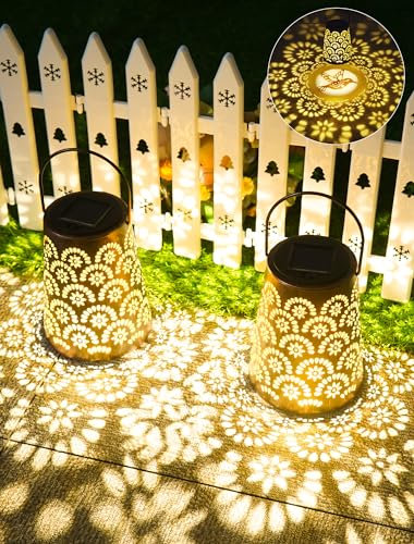 Farolillo solar para exteriores, 2 unidades de lámparas solares para exteriores IP65, resistente al agua, metal LED, lámpara de jardín para decoración de jardín, terraza, patio, árbol, camping…