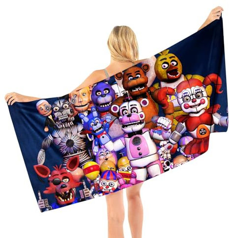 NOAFUNZO FNAF Schnell trocknende Badetücher, Motiv: fünf Nächte, Cartoon, Anime, Mikrofaser, weiche Handtuch, Decke für Strand, Schwimmen, Sport, Reisen, Fitness, Yoga, 70 x 140 cm (140 x 70 cm, Typ