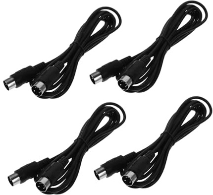 Midi Kabel, Doppelseitiges 5-pin Design, 3 Meter, Schwarz | Musikinstrumentenlinie, Musikbearbeitung, Bequemer Anschluss, Zweiwege Übertragung, für Synthesizer, 4 Stück-pack