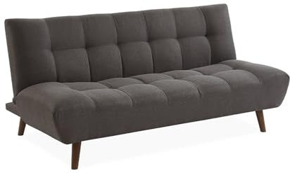 3-Sitzer Klapp-Sofa mit dunkelgrauem Stoffbezug, Klick-Klack-System und Holzfüßen - Axel