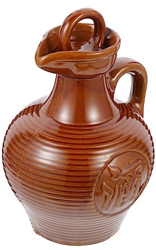 IMIKEYA Élégante Bouilloire À Vin En Argile Pot De Service Portable Flasque En Céramique Avec Poignée Pour La Maison Le Bureau Et Le Restaurant (500 Ml)