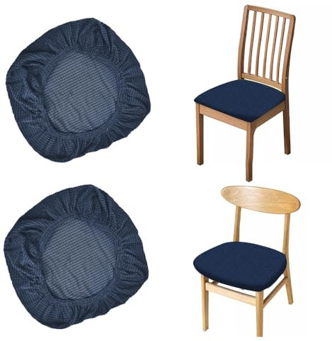 CAREDGO 2 Stück Sitzbezug Stuhl Stuhlhussen 38-50cm Stuhlüberzug Bürostuhl Hussen Stuhl Esszimmerstühle Blau Stretch Bezug für Stühle Waschbar Drehstuhl Hussen Stuhl Sitzbezug Sitzschutz für Stühle