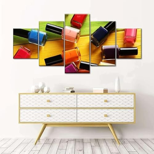 QIANYY Wanddekoration Malerei 5 Teilig Bilder Wandbild HD Poster Nagellack-Kollektion Moderne Wandbilder Wohnzimmer Wanddekoration -Gerahmt 200 * 100cm