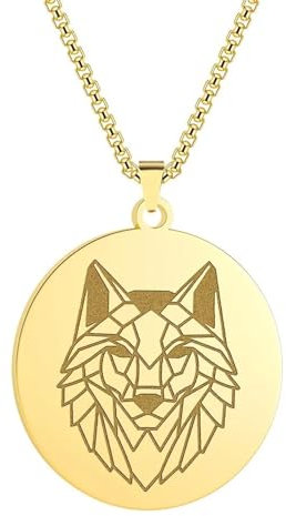 BISONBLUE Halskette Damen Anhänger Geschenk Frauen Kette Geschenk Wolf Anhänger Halskette Charm Herren Halskette Hiphop Punk Zubehör Gold