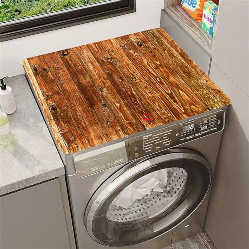Morbuy Estilo Vintage Protector Superior para Lavadora, Tabla de Madera Grano de Madera Protector Superior Lavadora y Secadora Cubierta Superior para Lavadora (50x60cm,Tablero de Madera marrón)