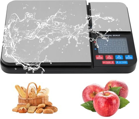 YUNYODA Küchenwaage Digital mit Dualer Plattform, 10KG-1KG/500G-0.01G Küchenwaage mit LCD Display, USB Waage Abstellautomatik und Tara Digitalwaage Briefwaage für Küche Backen Kochen