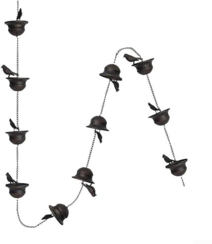 Iron Bird Outdoor-Regenkette, Windspiel, Glocken, hervorragende Lebensdauer, 2 x 4 m