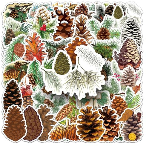 50Stück Tannenzapfen Aufkleber für Motorrad,Kühlschrank,Fahrrad,Gepäck,Stoßstange,Auto,Laptop, Niedliche Squirrel Food Wasserdicht Stickers,Erwachsene Geschenk,Pinecone Ästhetische Graffiti Sticker