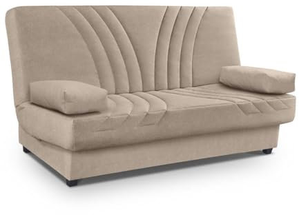 SHIITO | Modelo Bronx - Sofá Cama con Almacenaje con Apertura Clic-Clac | Color Turrón - 190x100x100 cm | Resistente y Confortable