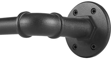 DINGFANGYA Industrielle Ausziehbare Gardinenstange Metall Schwarz, Wand- und Deckenmontage, 88-266cm