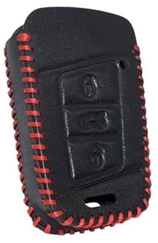 MUEOSI 3 Buttons Car Key Fob, for VW, for ARTEON, for Passat, B8, for Tiguan, for Skoda, for Superb A7, for KODIAQ, Remote Cover Black Leather Case Insert Blade car key shell